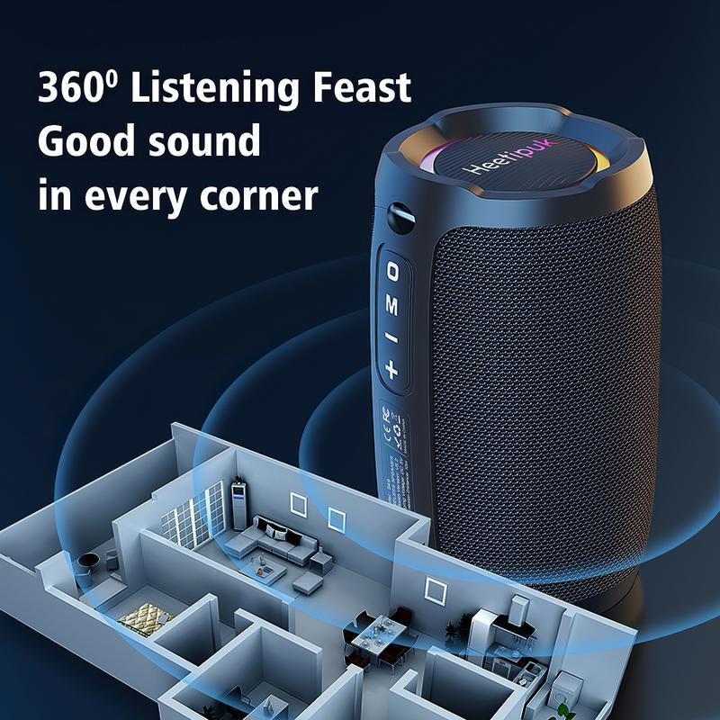 Heetipuk S49 Portable Speaker, Bluetooth Speaker, Outdoor Speaker, Waterproof, 20W, IP67,BT5.2 with RGB Light, USB, TF, Speaker for Home, Outdoor, Beach-Black Audio Compact