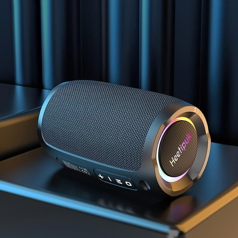 Heetipuk S49 Portable Speaker, Bluetooth Speaker, Outdoor Speaker, Waterproof, 20W, IP67,BT5.2 with RGB Light, USB, TF, Speaker for Home, Outdoor, Beach-Black Audio Compact