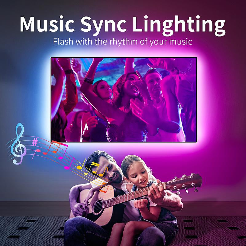 DIY Lights USB Powered TV Lights 9.84FT 13.12FT 16.4FT Led Strip Lights RGB Music Sync, Bluetooth Strip Lights with Smart App for Bedroom, Room Indoor Light, Mother’S Day Gift