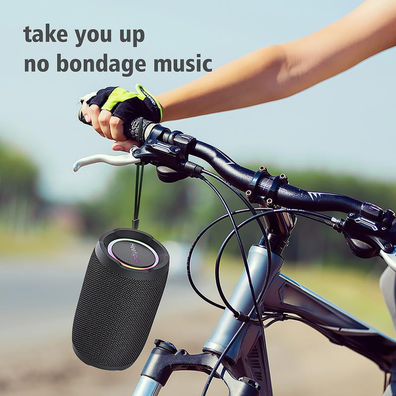 Heetipuk S49 Portable Speaker, Bluetooth Speaker, Outdoor Speaker, Waterproof, 20W, IP67,BT5.2 with RGB Light, USB, TF, Speaker for Home, Outdoor, Beach-Black Audio Compact