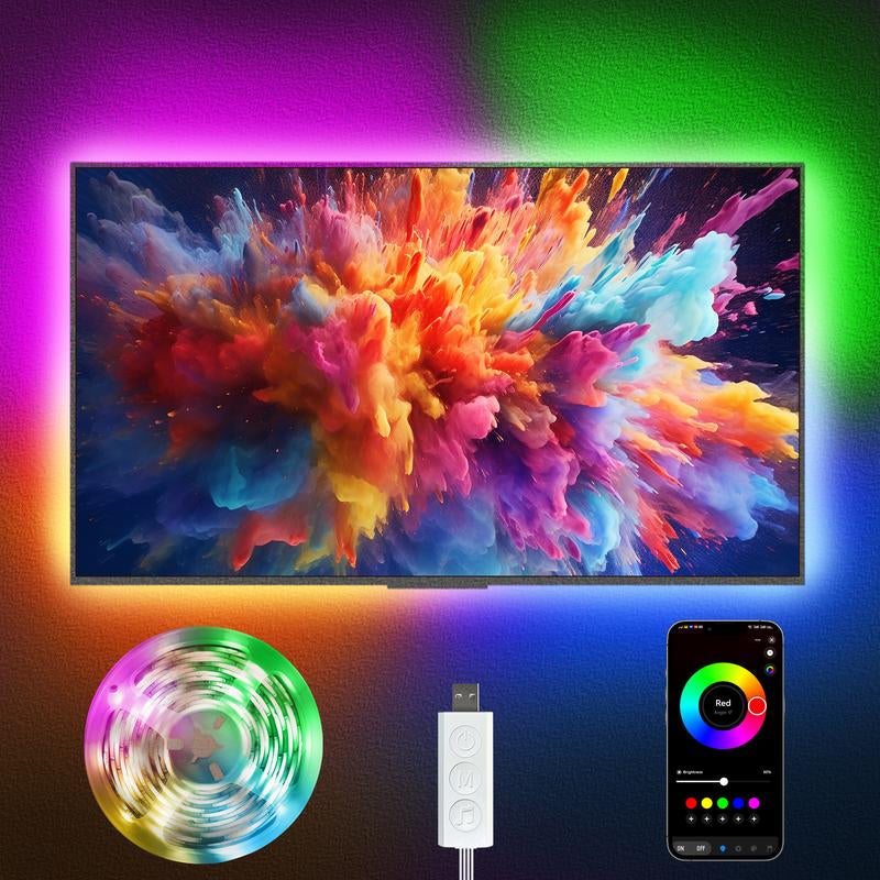 DIY Lights USB Powered TV Lights 9.84FT 13.12FT 16.4FT Led Strip Lights RGB Music Sync, Bluetooth Strip Lights with Smart App for Bedroom, Room Indoor Light, Mother’S Day Gift