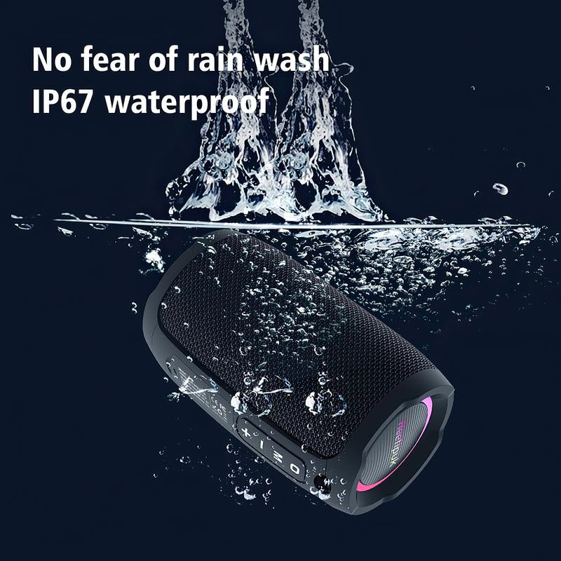 Heetipuk S49 Portable Speaker, Bluetooth Speaker, Outdoor Speaker, Waterproof, 20W, IP67,BT5.2 with RGB Light, USB, TF, Speaker for Home, Outdoor, Beach-Black Audio Compact