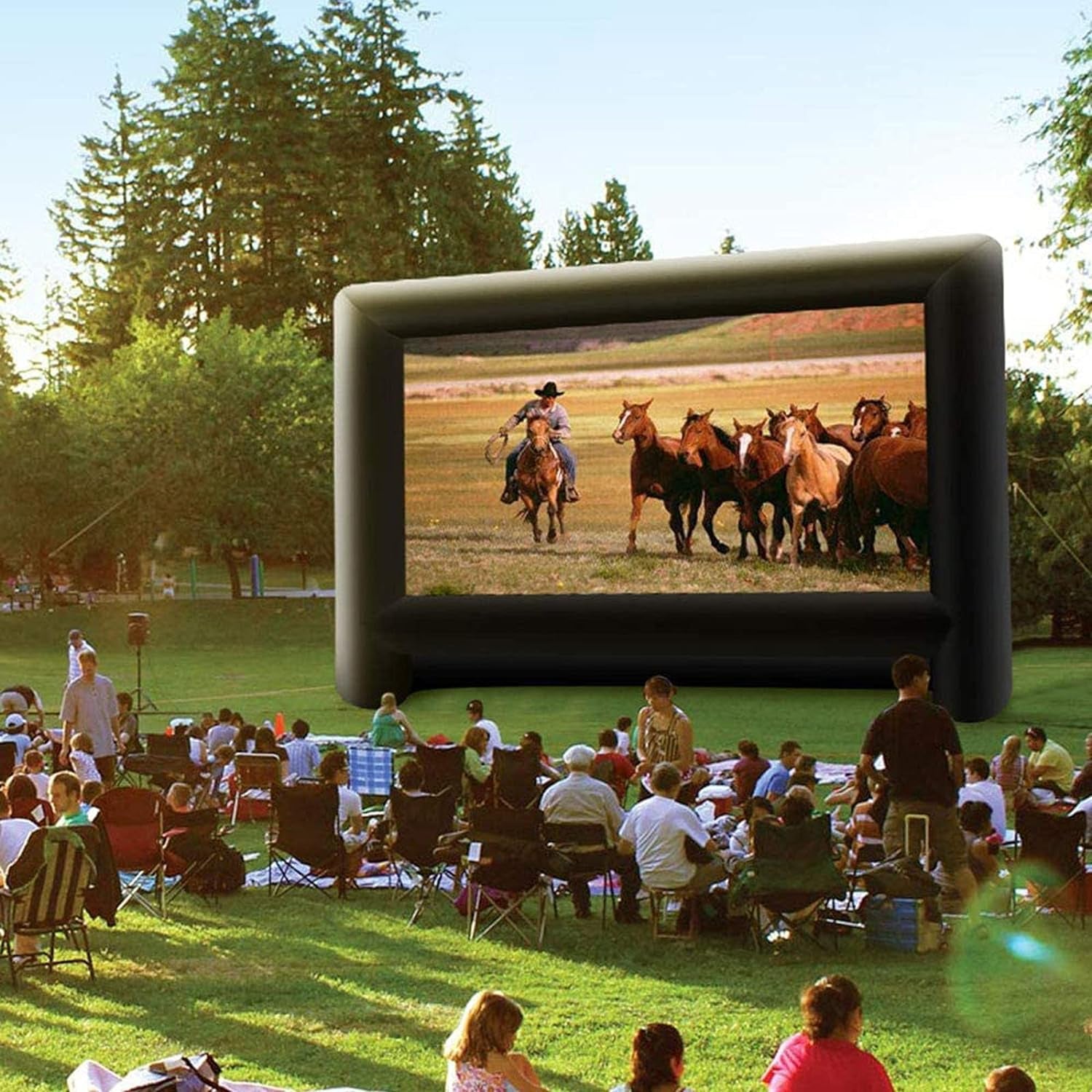 18 Feet Inflatable Outdoor Projector Movie Screen - Package with Rope, Blower, Tent Stakes - Portable, Great for Outdoor and Indoor Party Watch Movies
