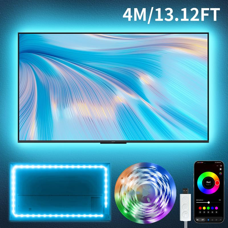 DIY Lights USB Powered TV Lights 9.84FT 13.12FT 16.4FT Led Strip Lights RGB Music Sync, Bluetooth Strip Lights with Smart App for Bedroom, Room Indoor Light, Mother’S Day Gift