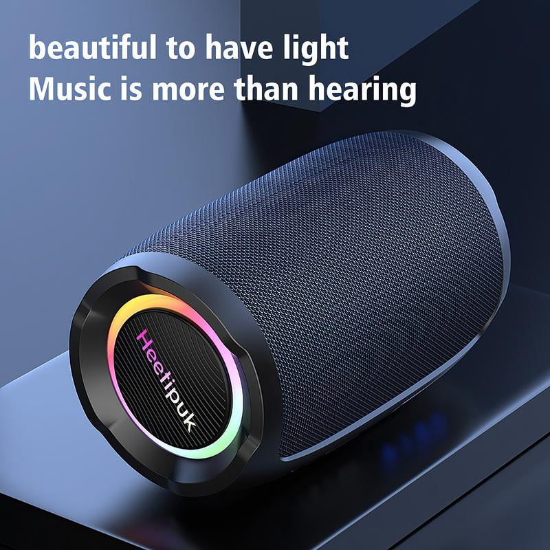 Heetipuk S49 Portable Speaker, Bluetooth Speaker, Outdoor Speaker, Waterproof, 20W, IP67,BT5.2 with RGB Light, USB, TF, Speaker for Home, Outdoor, Beach-Black Audio Compact