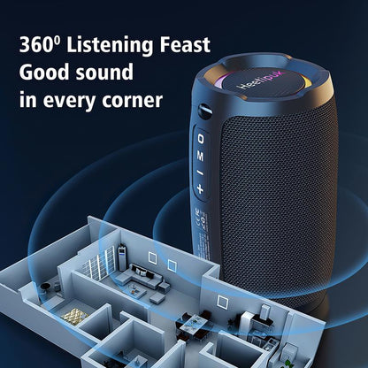 Heetipuk S49 Portable Speaker, Bluetooth Speaker, Outdoor Speaker, Waterproof, 20W, IP67,BT5.2 with RGB Light, USB, TF, Speaker for Home, Outdoor, Beach-Black Audio Compact