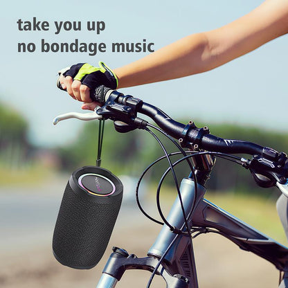 Heetipuk S49 Portable Speaker, Bluetooth Speaker, Outdoor Speaker, Waterproof, 20W, IP67,BT5.2 with RGB Light, USB, TF, Speaker for Home, Outdoor, Beach-Black Audio Compact