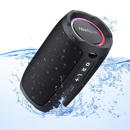 Heetipuk S49 Portable Speaker, Bluetooth Speaker, Outdoor Speaker, Waterproof, 20W, IP67,BT5.2 with RGB Light, USB, TF, Speaker for Home, Outdoor, Beach-Black Audio Compact