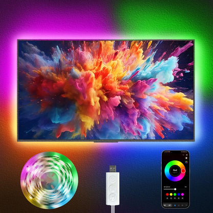 DIY Lights USB Powered TV Lights 9.84FT 13.12FT 16.4FT Led Strip Lights RGB Music Sync, Bluetooth Strip Lights with Smart App for Bedroom, Room Indoor Light, Mother’S Day Gift