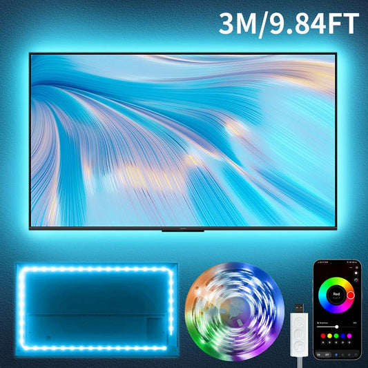 DIY Lights USB Powered TV Lights 9.84FT 13.12FT 16.4FT Led Strip Lights RGB Music Sync, Bluetooth Strip Lights with Smart App for Bedroom, Room Indoor Light, Mother’S Day Gift