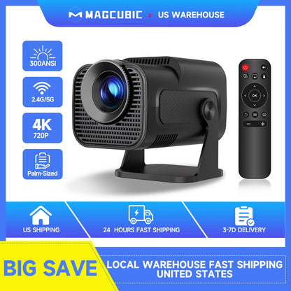 HY320 Mini Native 720P Android 11 4K Projector 300ANSI Wifi6 BT5.0 Cinema Outdoor Portable 180° Rotable Projector